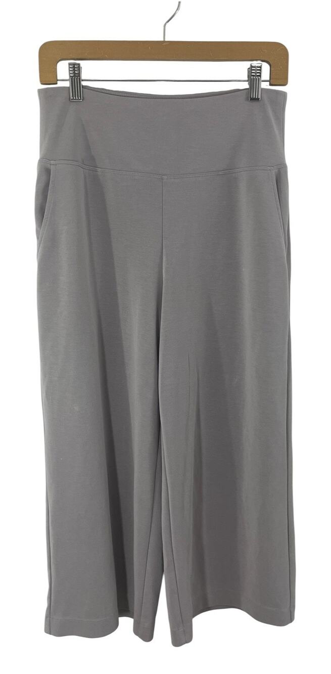 Athleta Womens Seasoft Wide Leg Crop Pants Neutral Medium Boho Gray Lagenlook